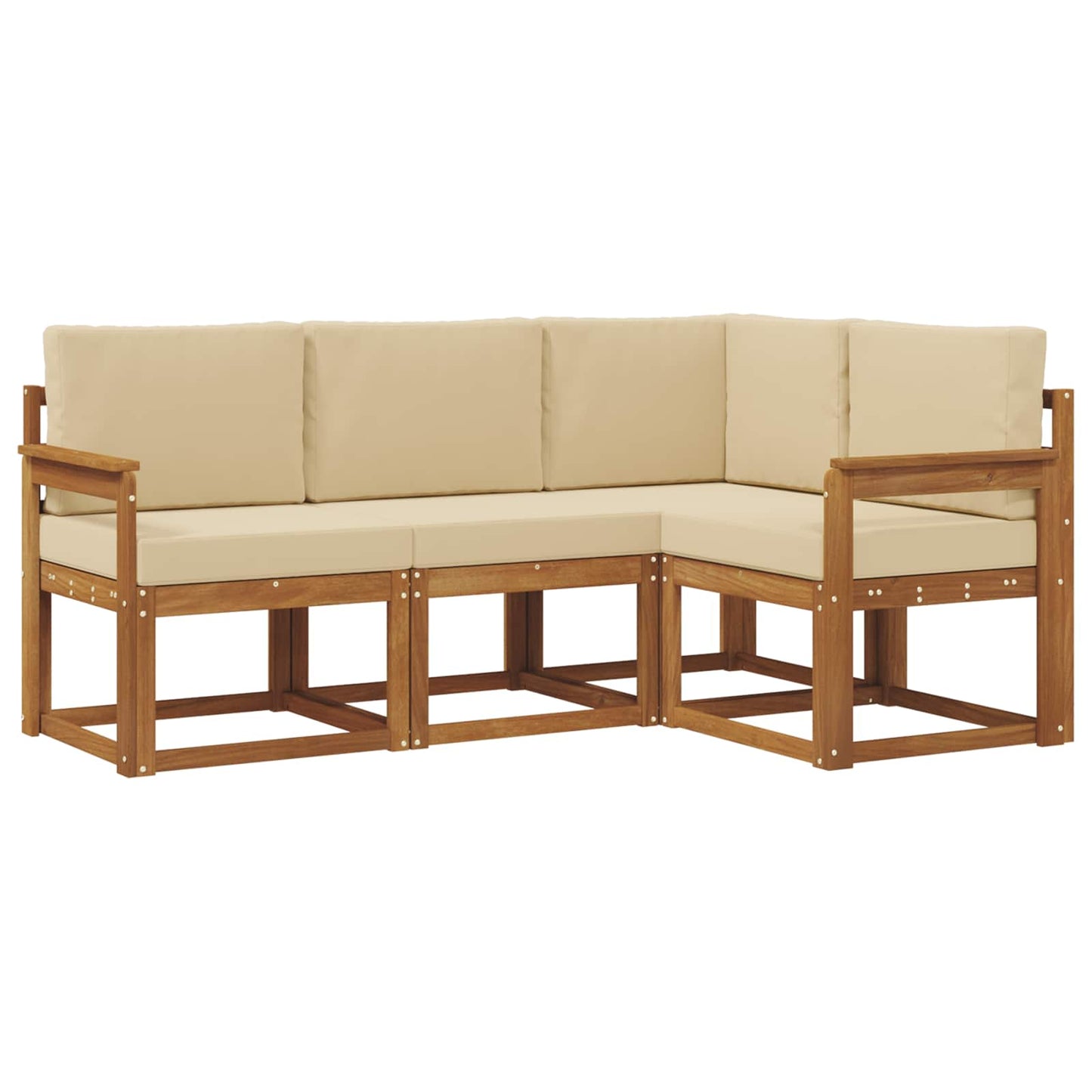 Set di divani da esterno con cuscino 4 pcs Naturale e Beige