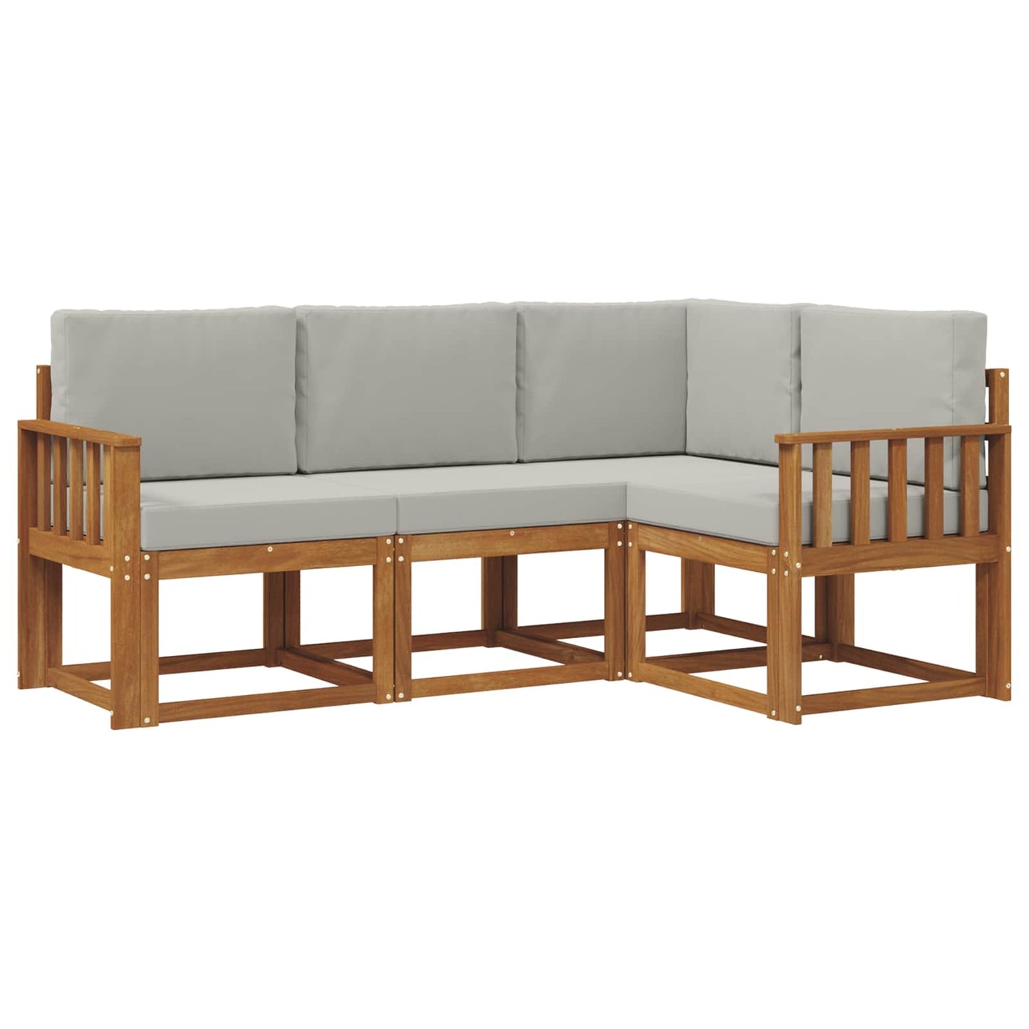 Set di divani da esterno 4 pcs Grigio Naturale e Chiaro