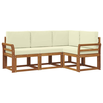 Set di divani da esterno con cuscino 4 pcs Naturale e Crema