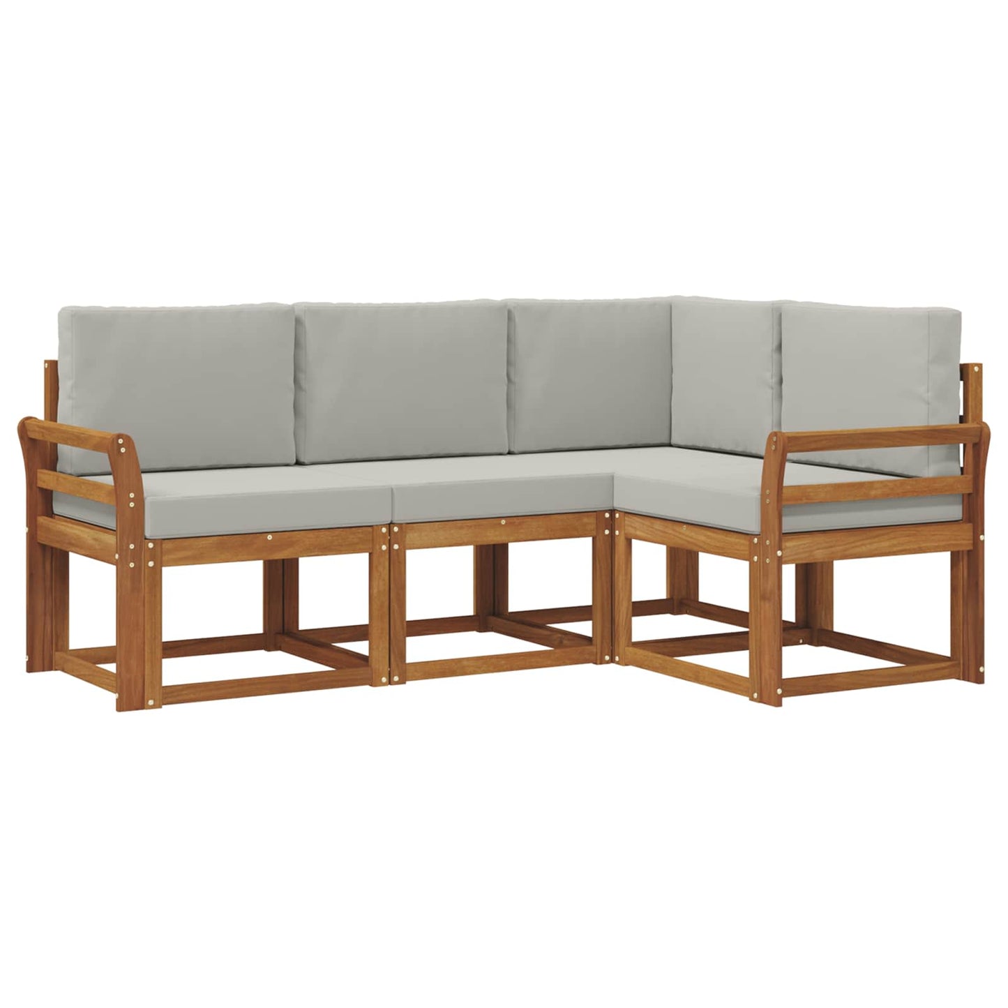 Set di divani da esterno 4 pcs Grigio Naturale e Chiaro