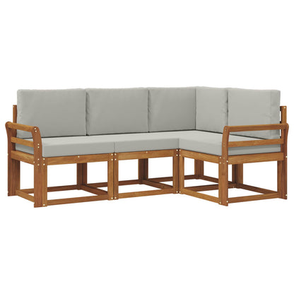 Set di divani da esterno 4 pcs Grigio Naturale e Chiaro