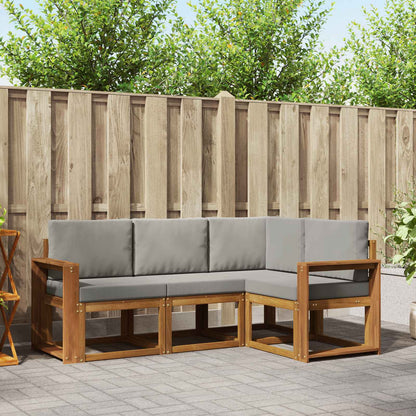 Set di divani da esterno 4 pcs Grigio Naturale e Chiaro