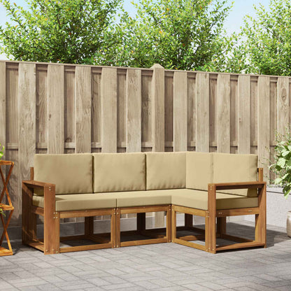 Set di divani da esterno con cuscino 4 pcs Naturale e Beige