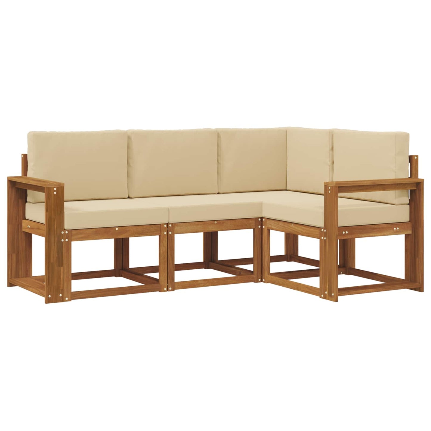 Set di divani da esterno con cuscino 4 pcs Naturale e Beige
