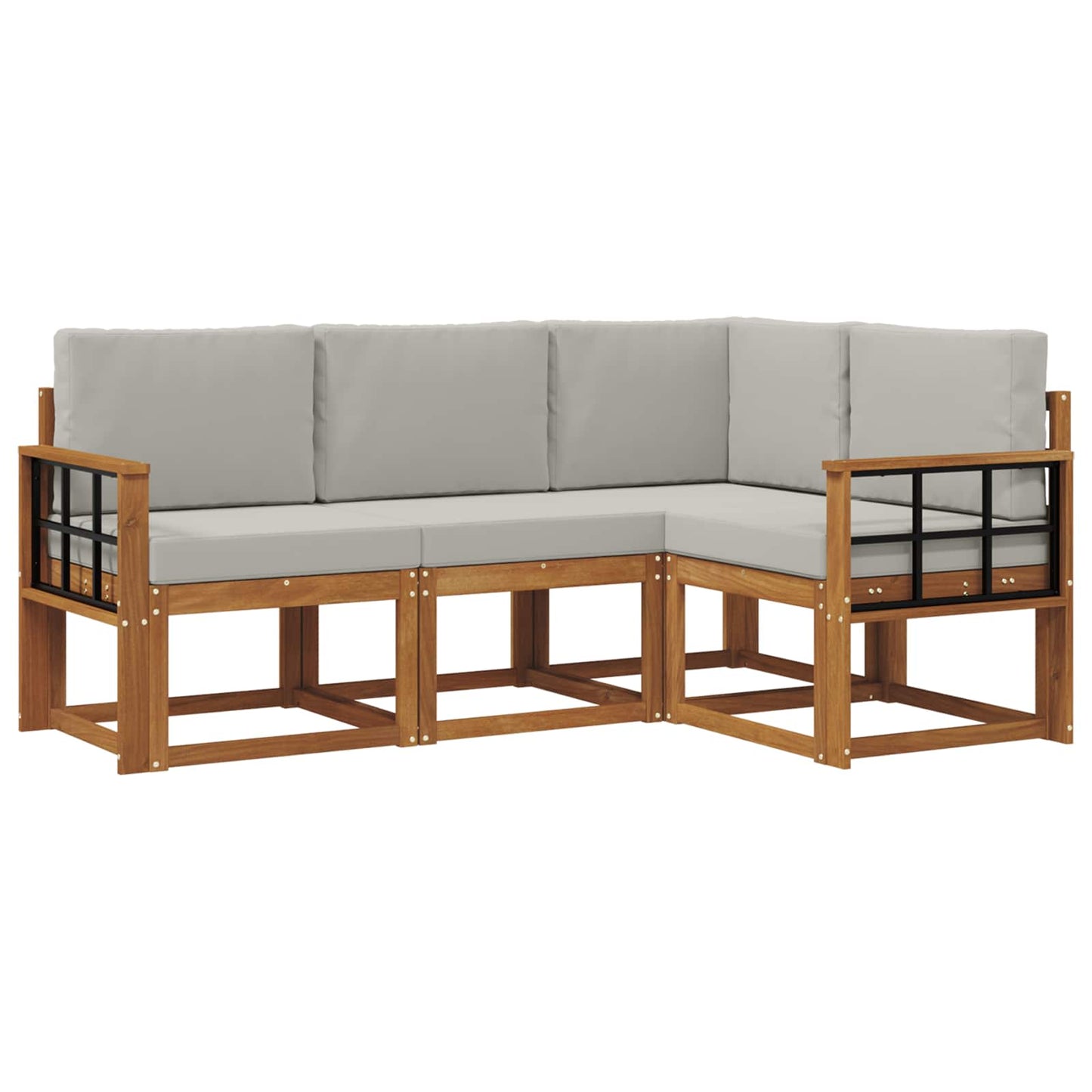 Set di divani da esterno 4 pcs Grigio Naturale e Chiaro