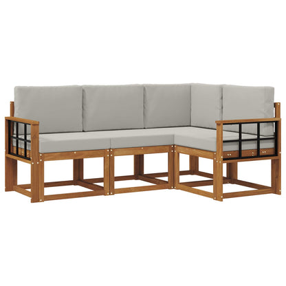 Set di divani da esterno 4 pcs Grigio Naturale e Chiaro