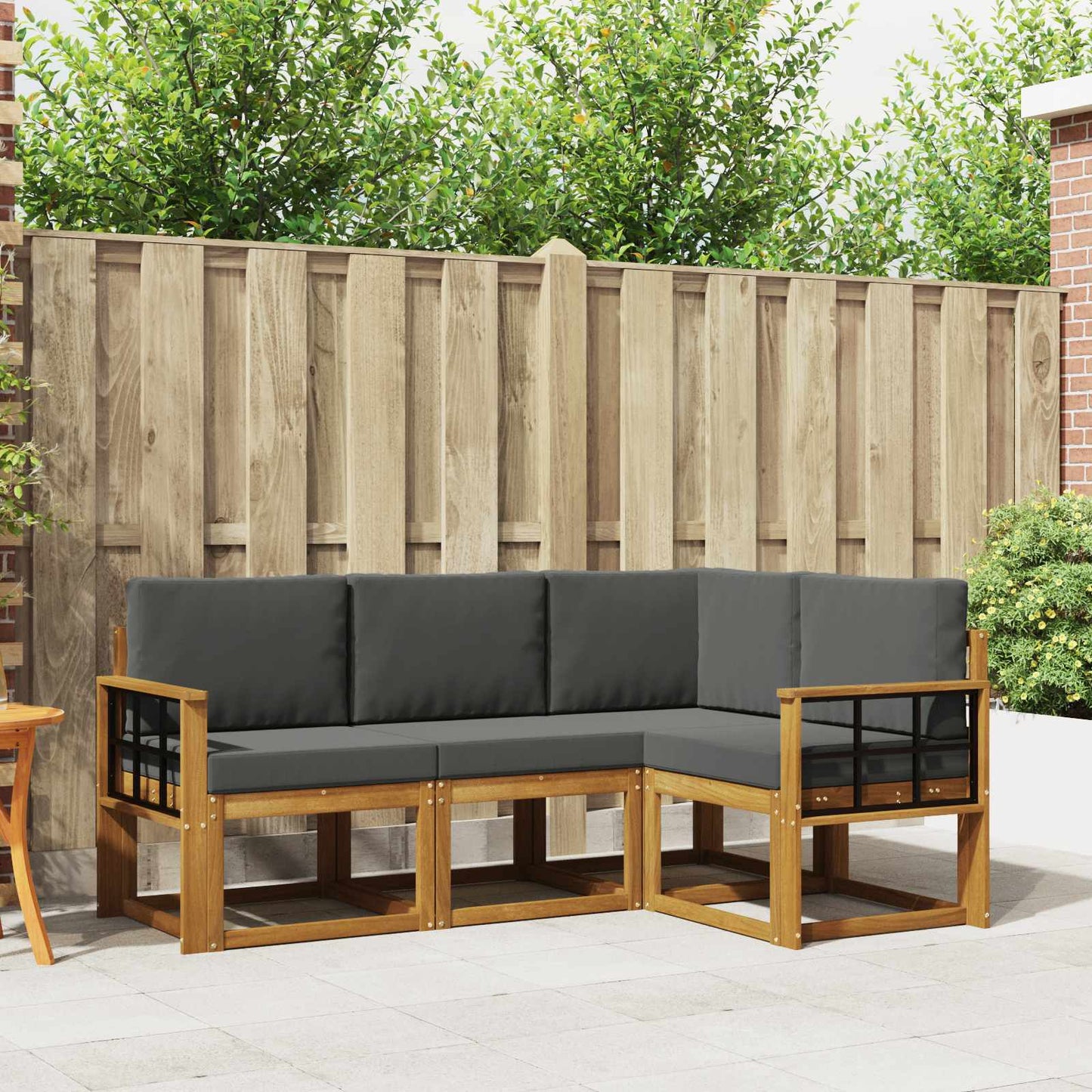 Set di divani da esterno con cuscino 4 pcs Naturale e Antracite