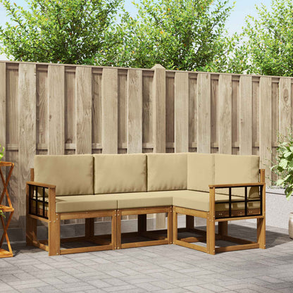 Set di divani da esterno con cuscino 4 pcs Naturale e Beige