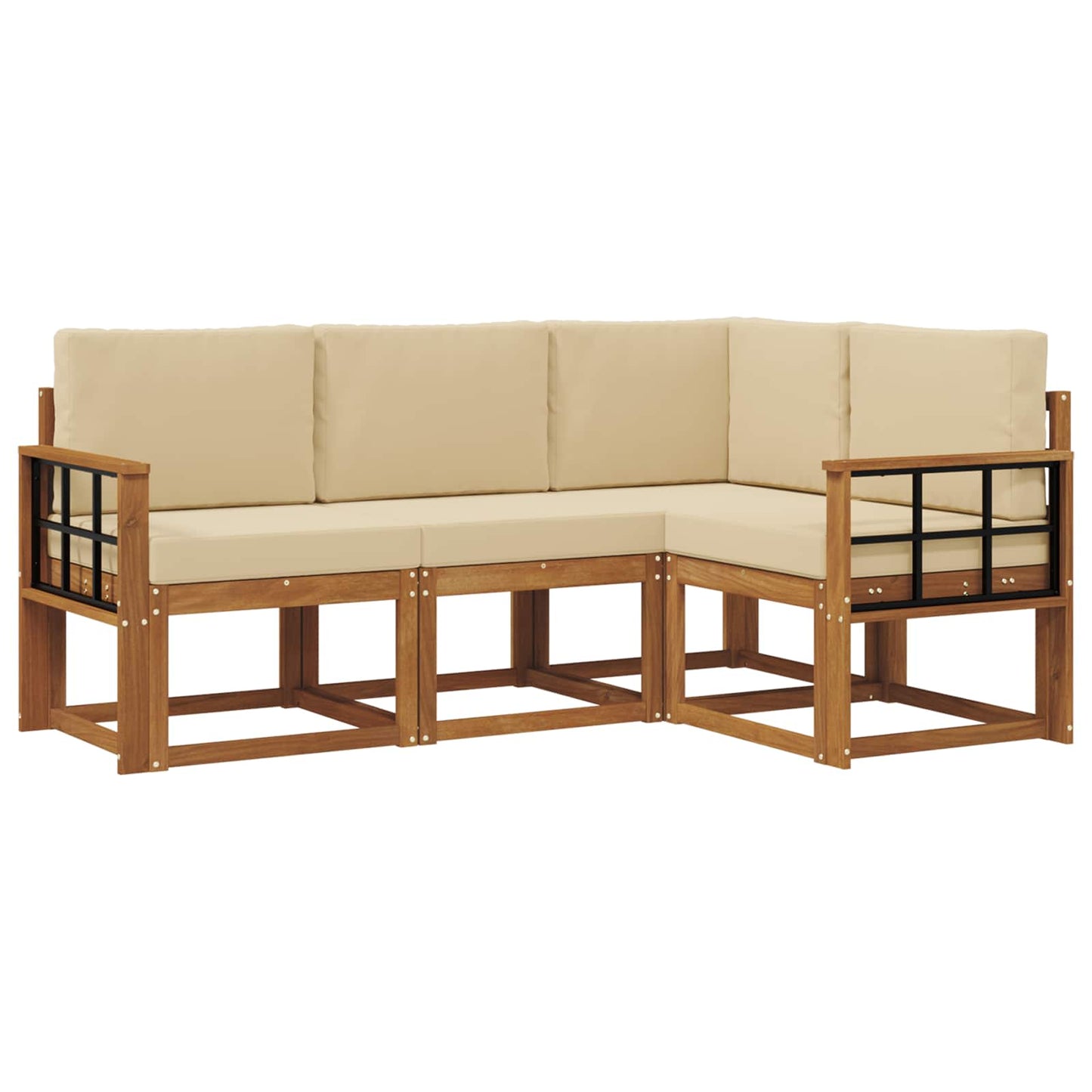 Set di divani da esterno con cuscino 4 pcs Naturale e Beige