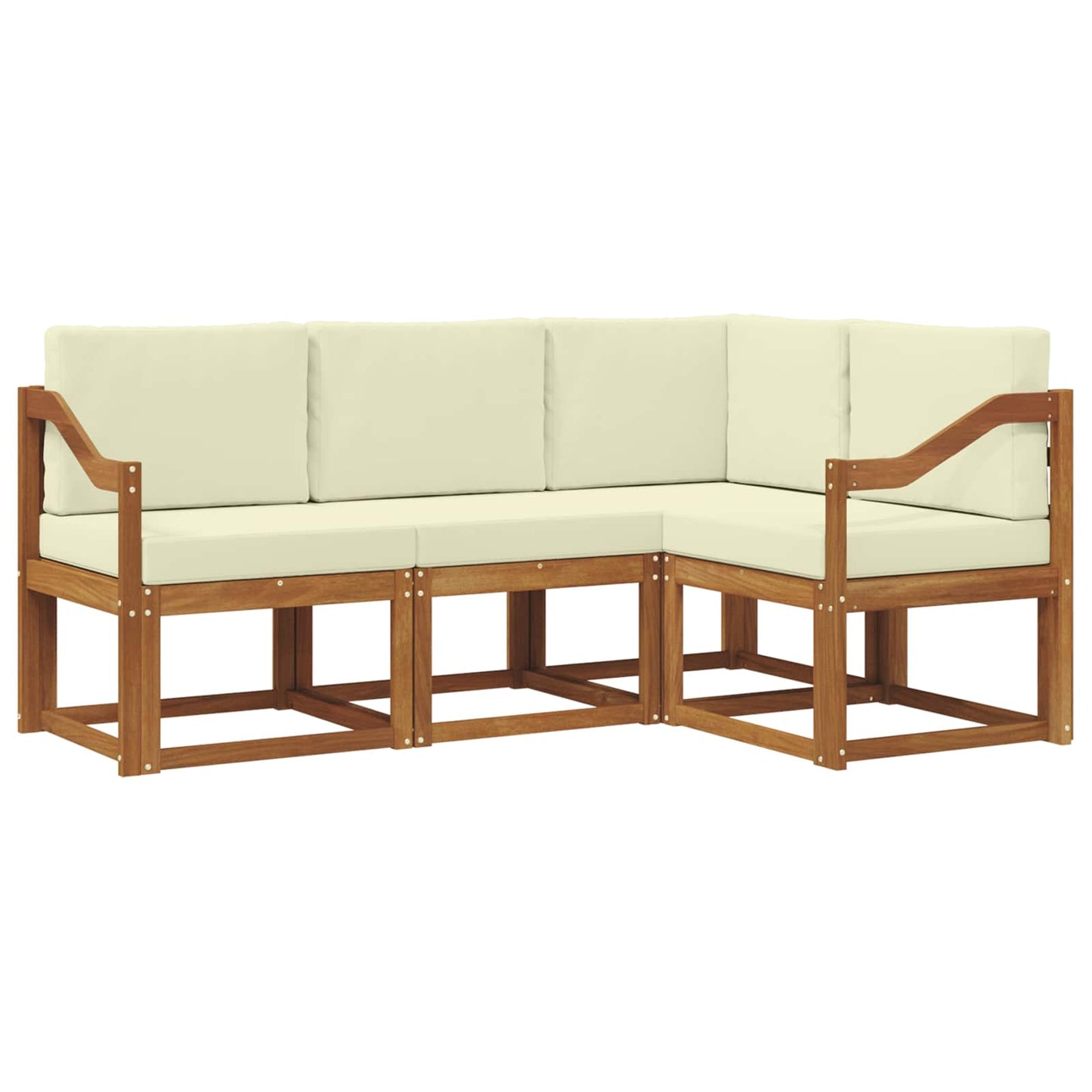 Set di divani da esterno con cuscino 4 pcs Naturale e Crema
