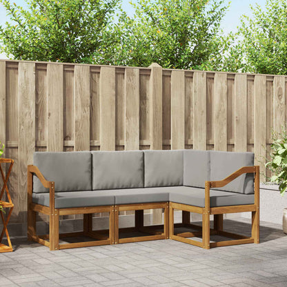 Set di divani da esterno 4 pcs Grigio Naturale e Chiaro