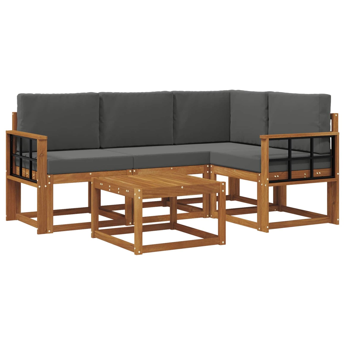 Set di divani da esterno con cuscino 5 pcs Naturale e Antracite