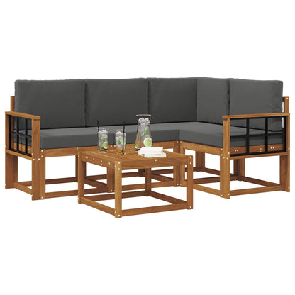 Set di divani da esterno con cuscino 5 pcs Naturale e Antracite
