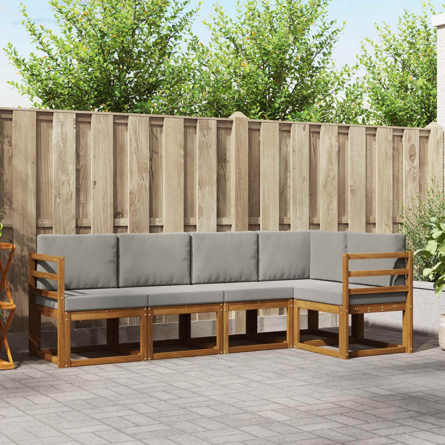 Set di divani con cuscino 5 pcs Grigio Naturale e Chiaro
