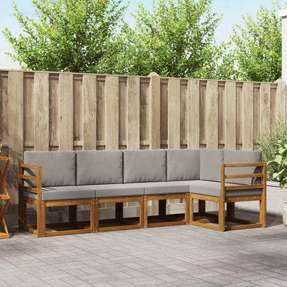 Set di divani con cuscino 5 pcs Grigio Naturale e Chiaro