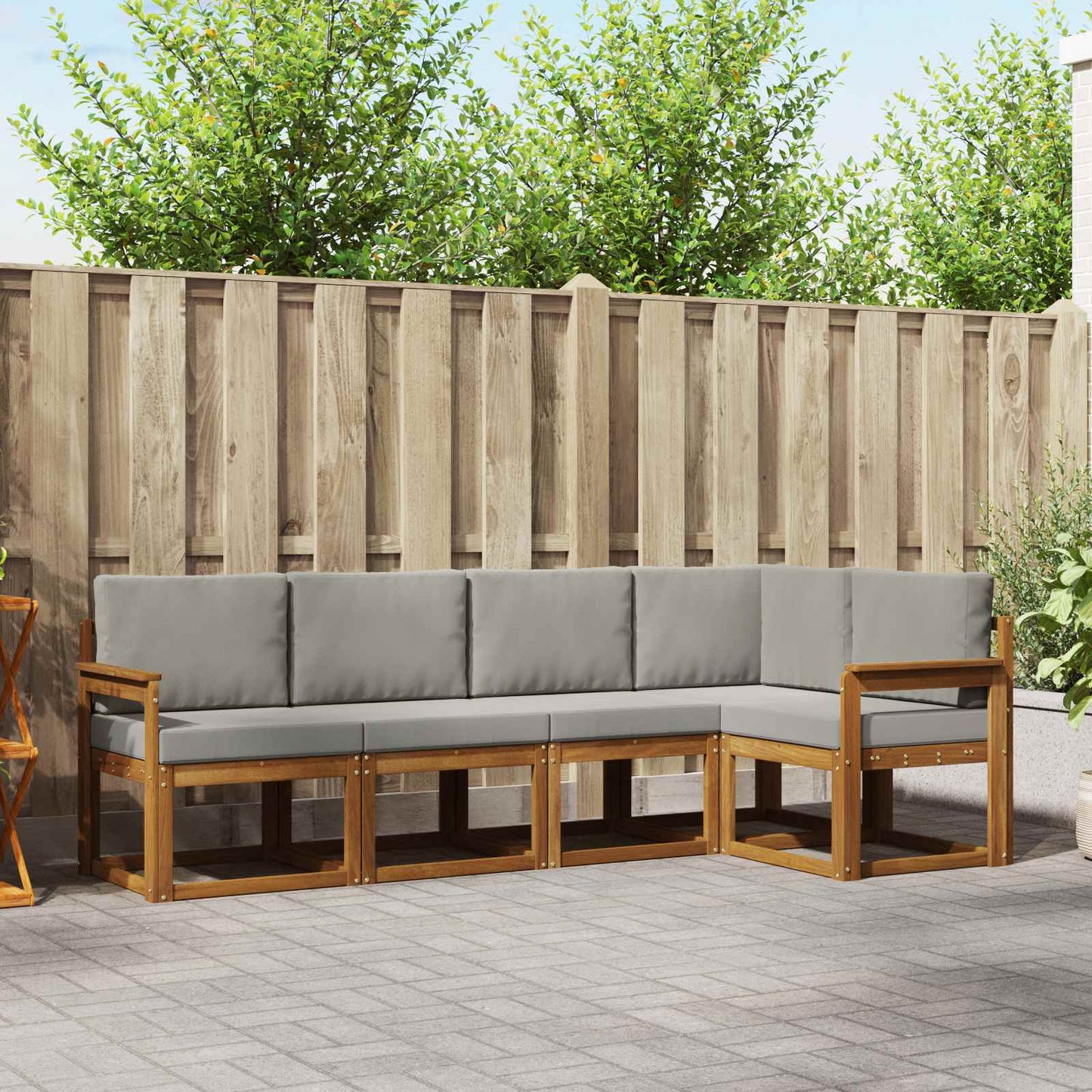 Set di divani con cuscino 5 pcs Grigio Naturale e Chiaro