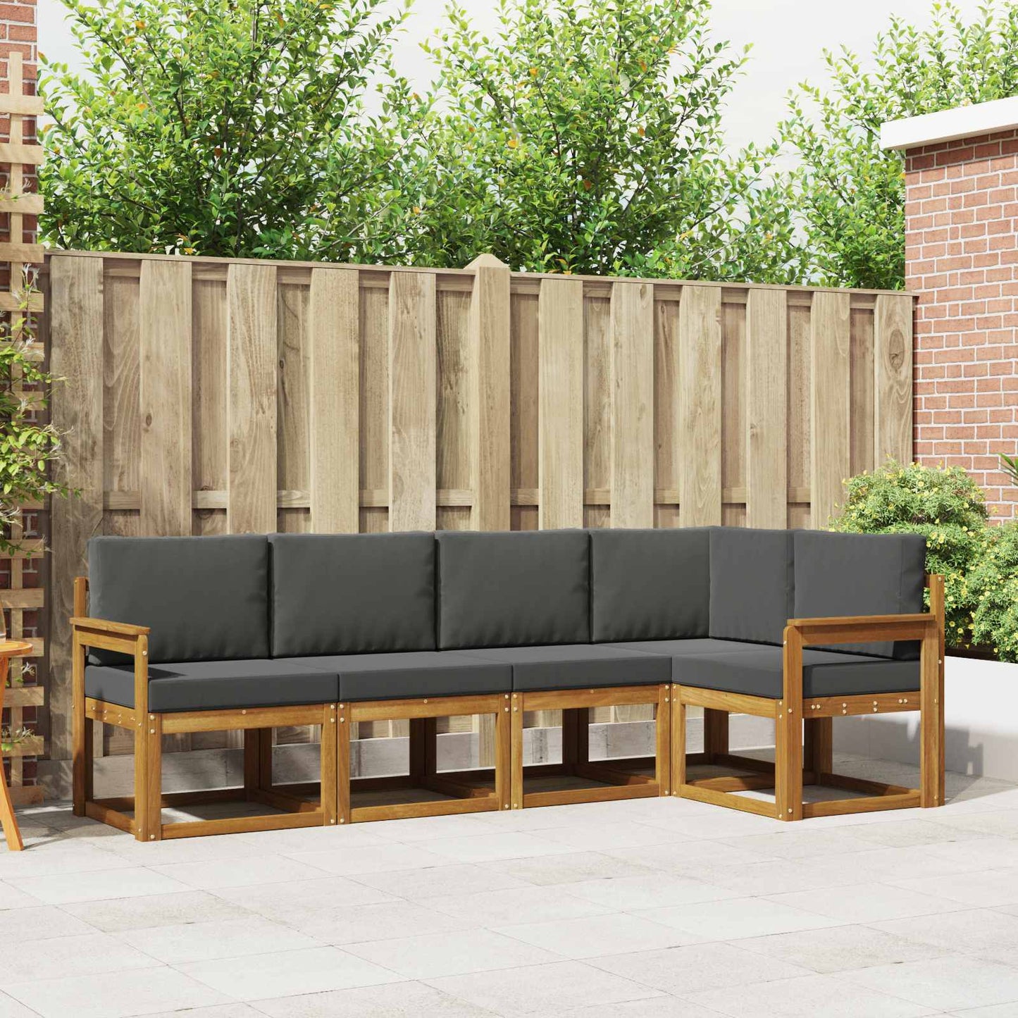 Set di divani con cuscino 5 pcs Naturale e Antracite