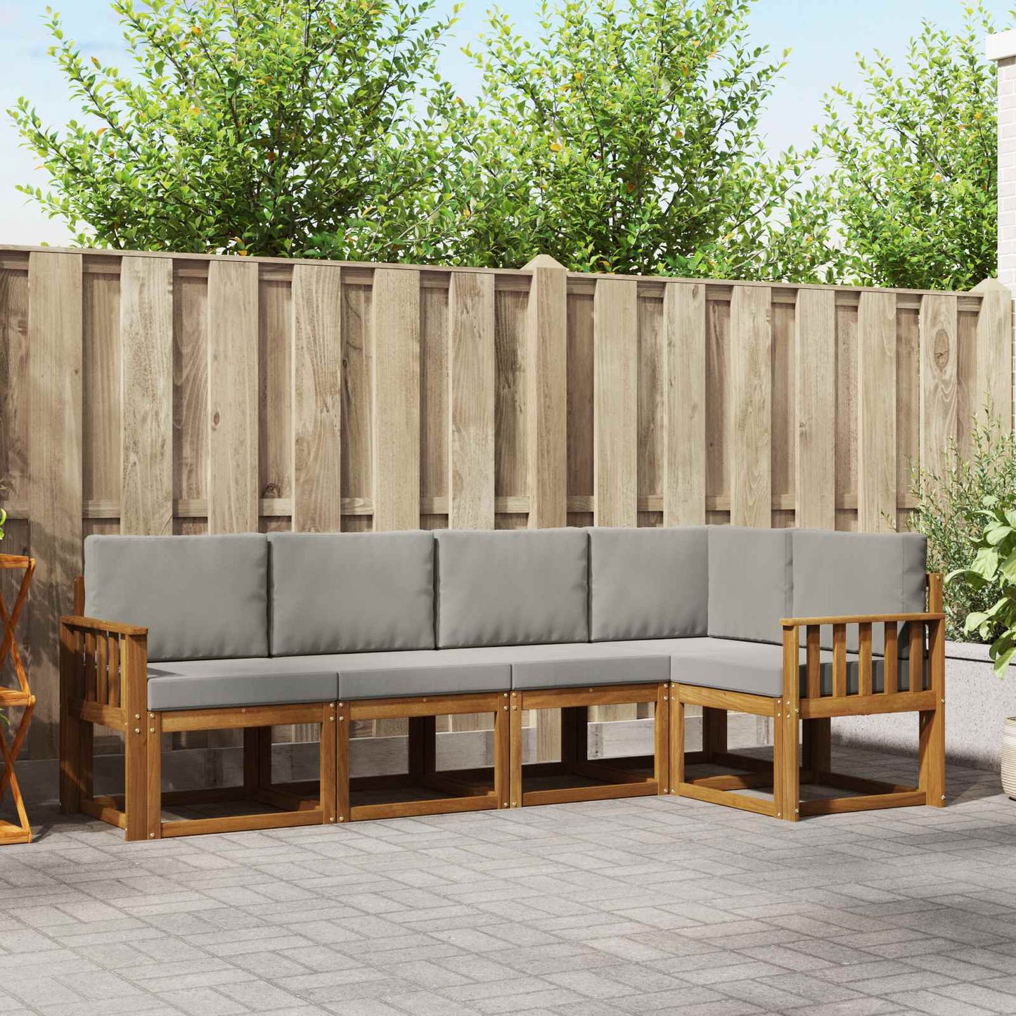 Set di divani con cuscino 5 pcs Grigio Naturale e Chiaro