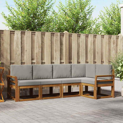 Set di divani con cuscino 5 pcs Grigio Naturale e Chiaro