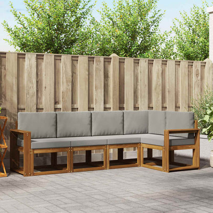 Set di divani con cuscino 5 pcs Grigio Naturale e Chiaro
