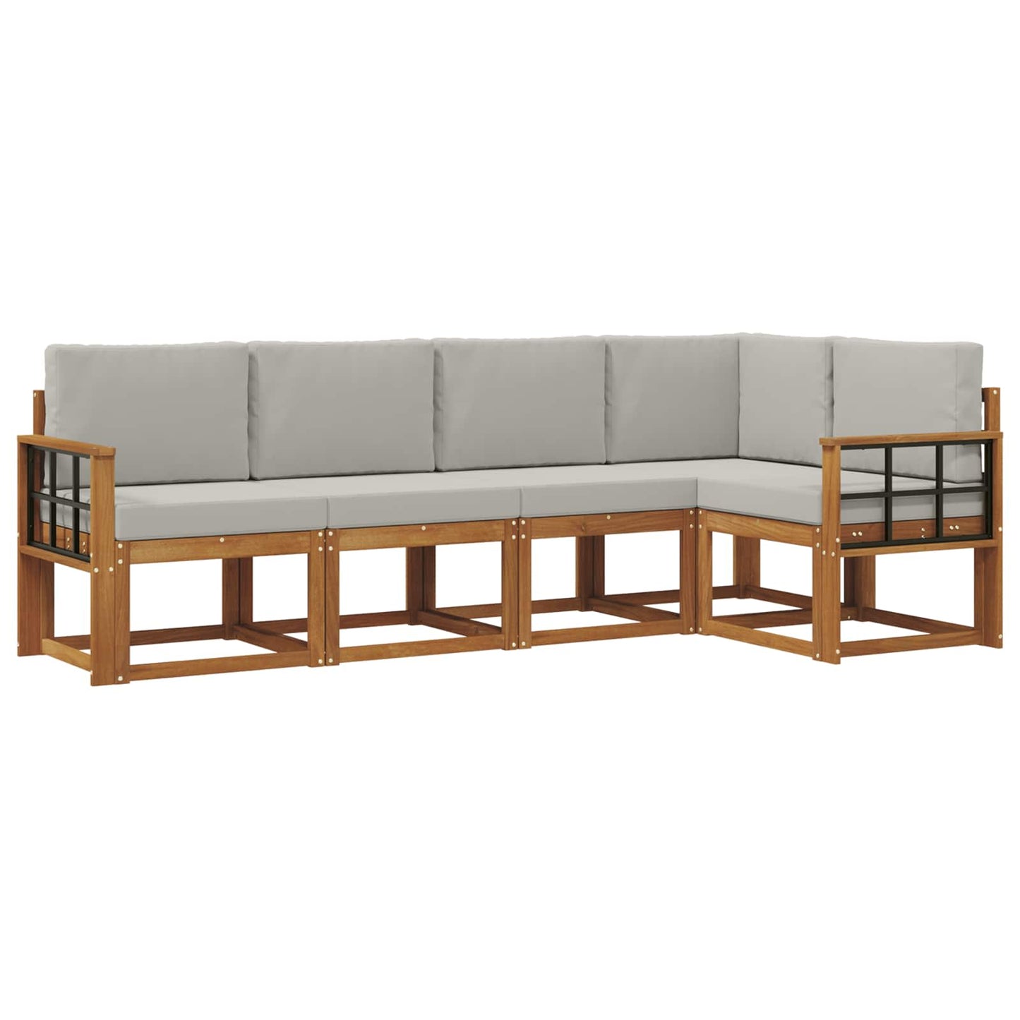Set di divani con cuscino 5 pcs Grigio Naturale e Chiaro