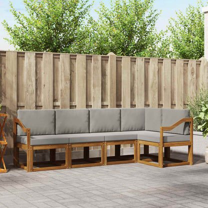 Set di divani con cuscino 5 pcs Grigio Naturale e Chiaro