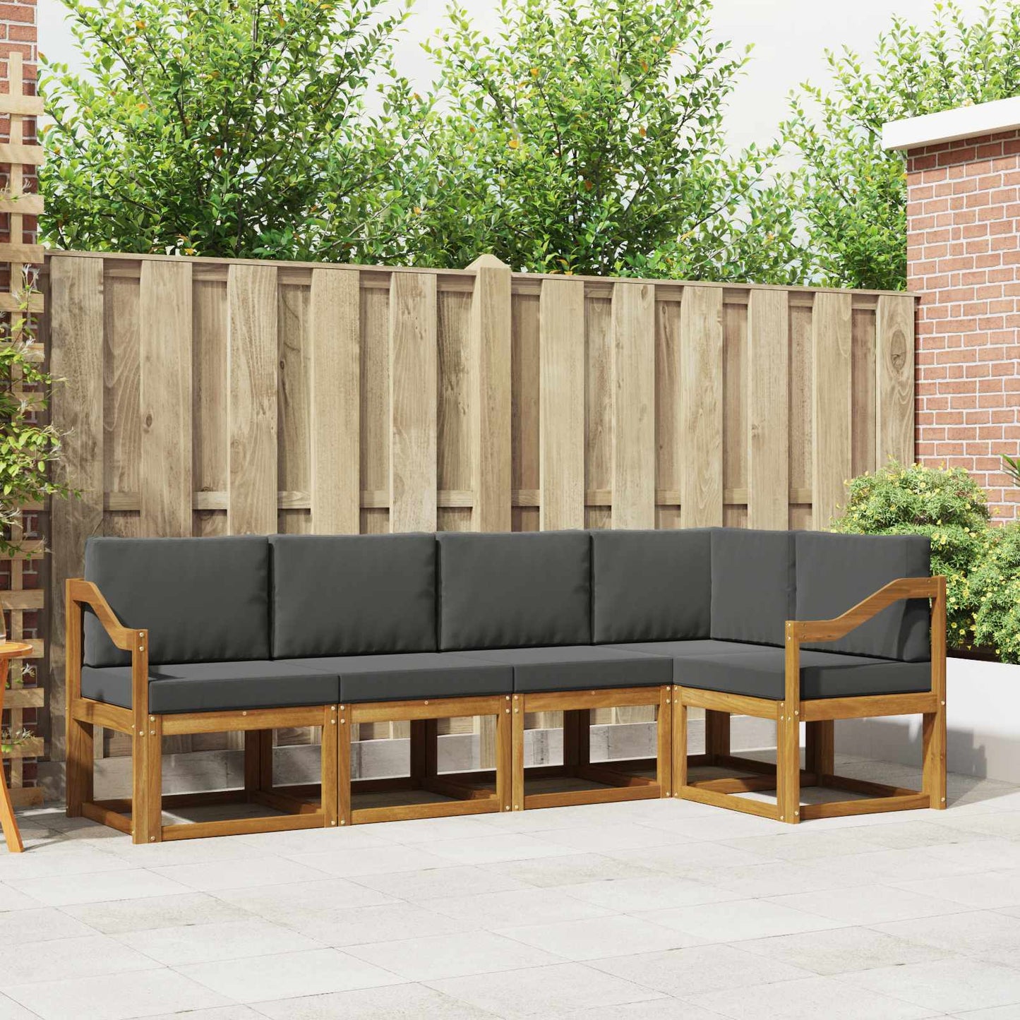 Set di divani con cuscino 5 pcs Naturale e Antracite