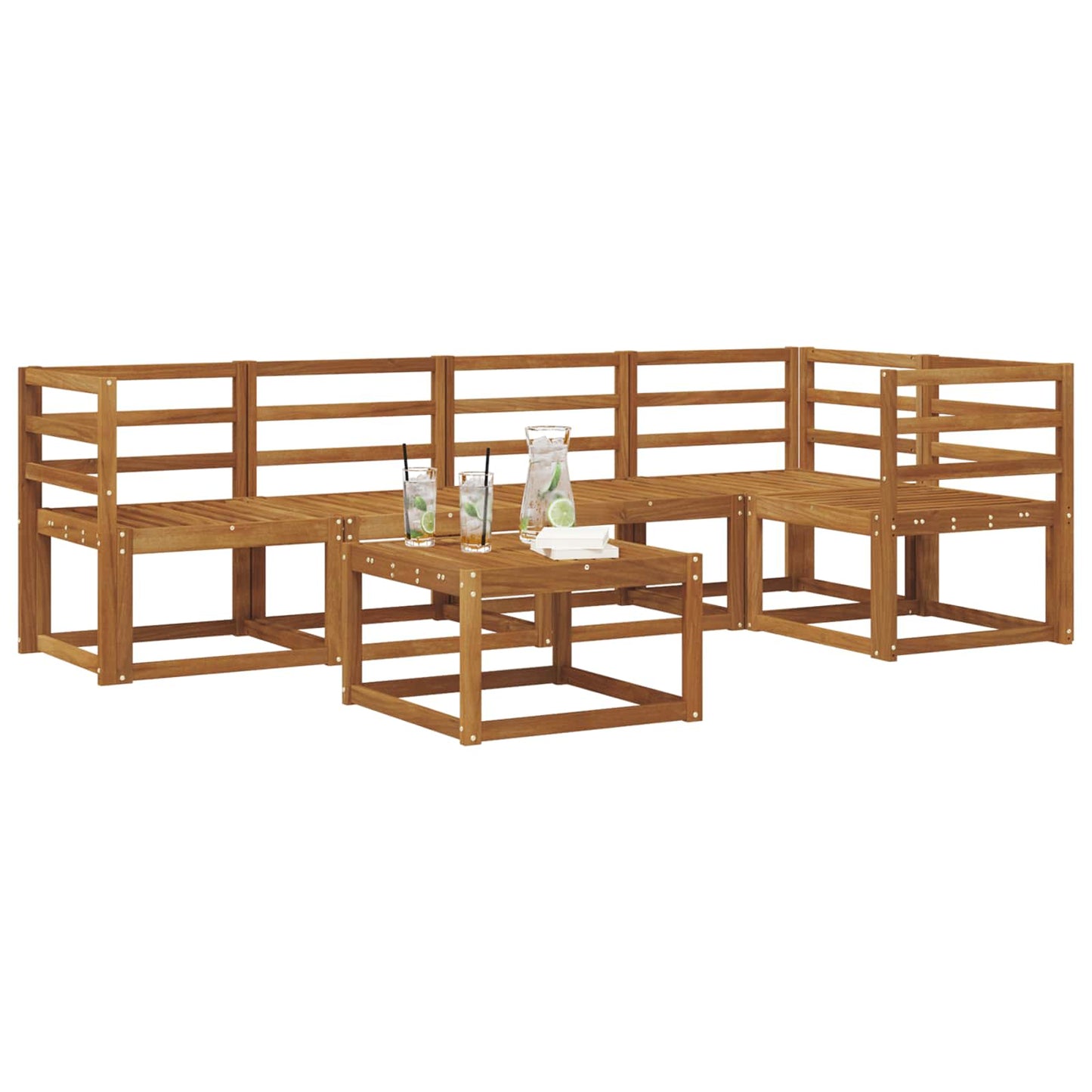 Set di divani 6 pcs Naturale Legno di Acacia Massello