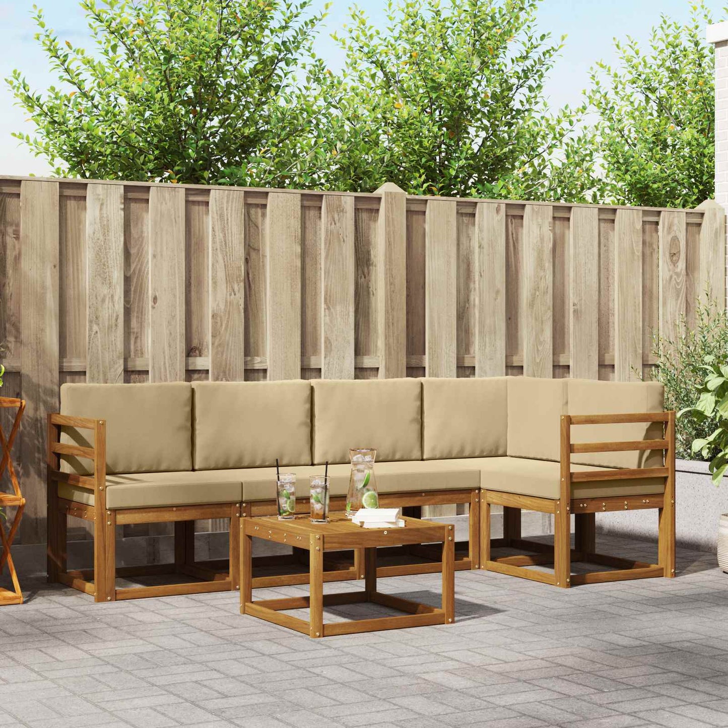 Set di divani con cuscino 6 pcs Naturale e Beige