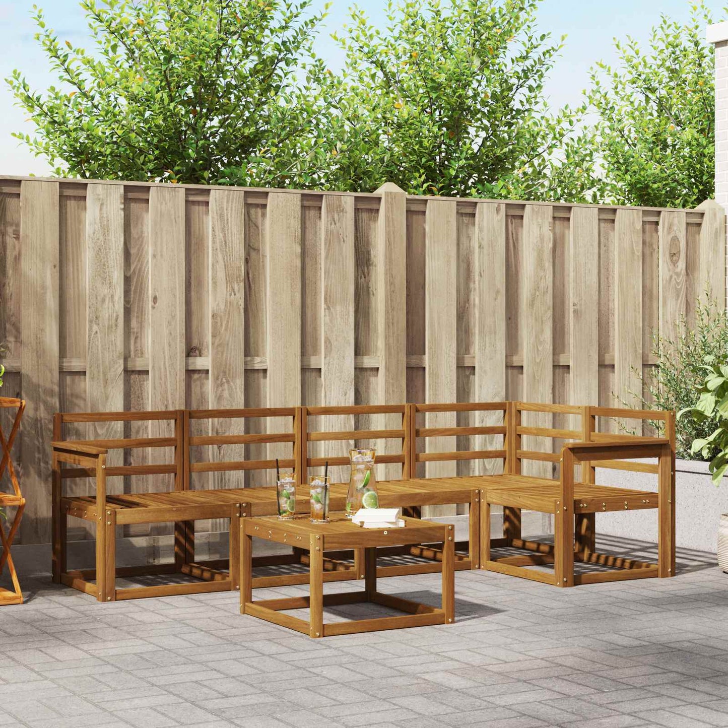 Set di divani 6 pcs Naturale Legno di Acacia Massello