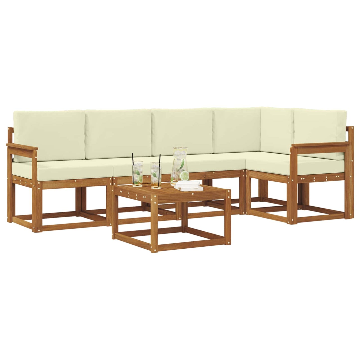 Set di divani con cuscino 6 pcs Naturale e Crema