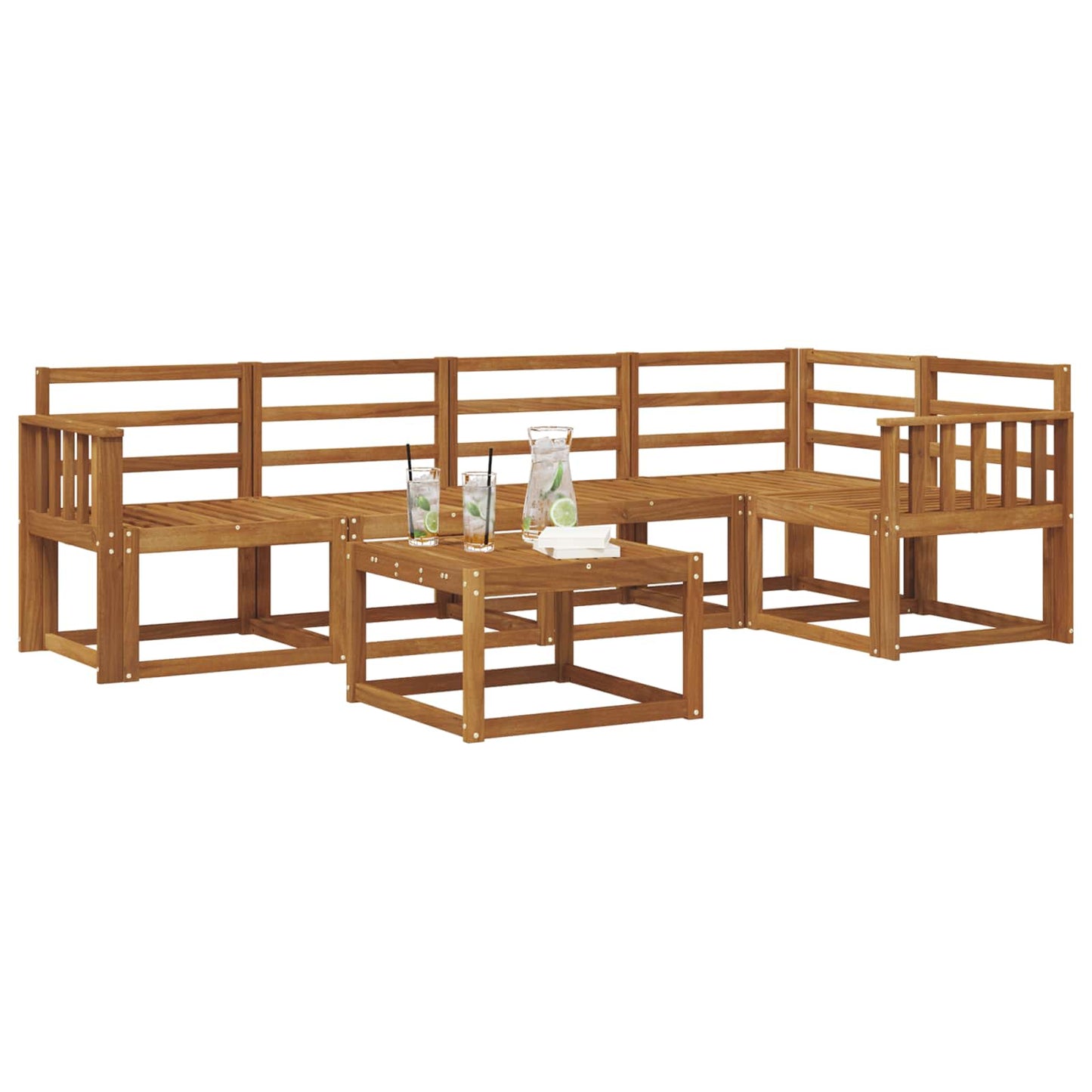 Set di divani 6 pcs Naturale Legno di Acacia Massello