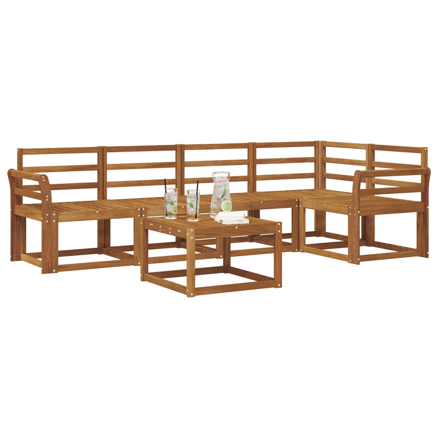 Set di divani 6 pcs Naturale Legno di Acacia Massello