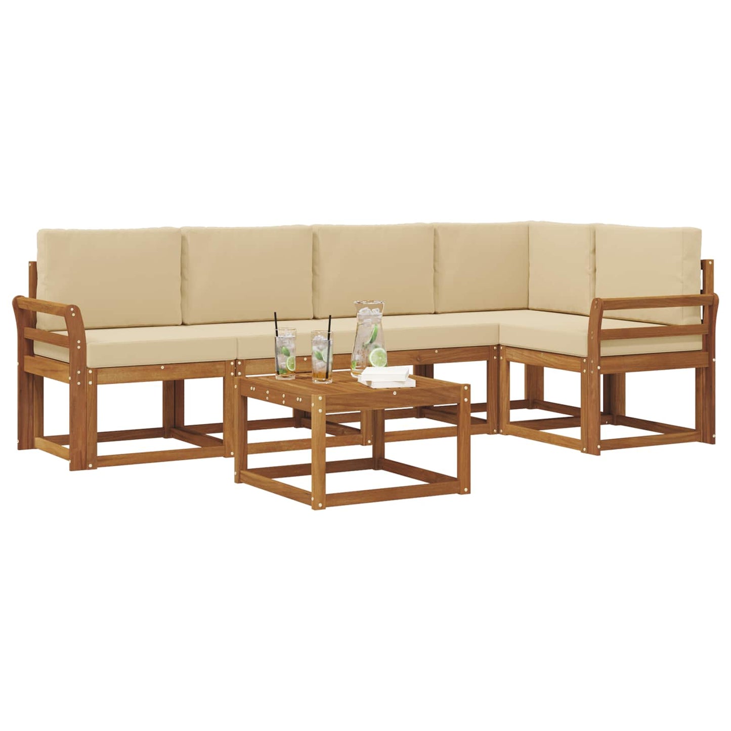 Set di divani con cuscino 6 pcs Naturale e Beige