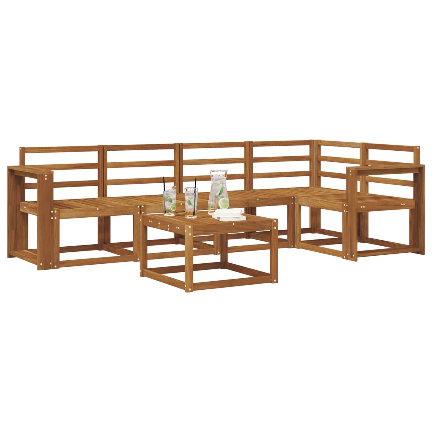 Set di divani 6 pcs Naturale Legno di Acacia Massello