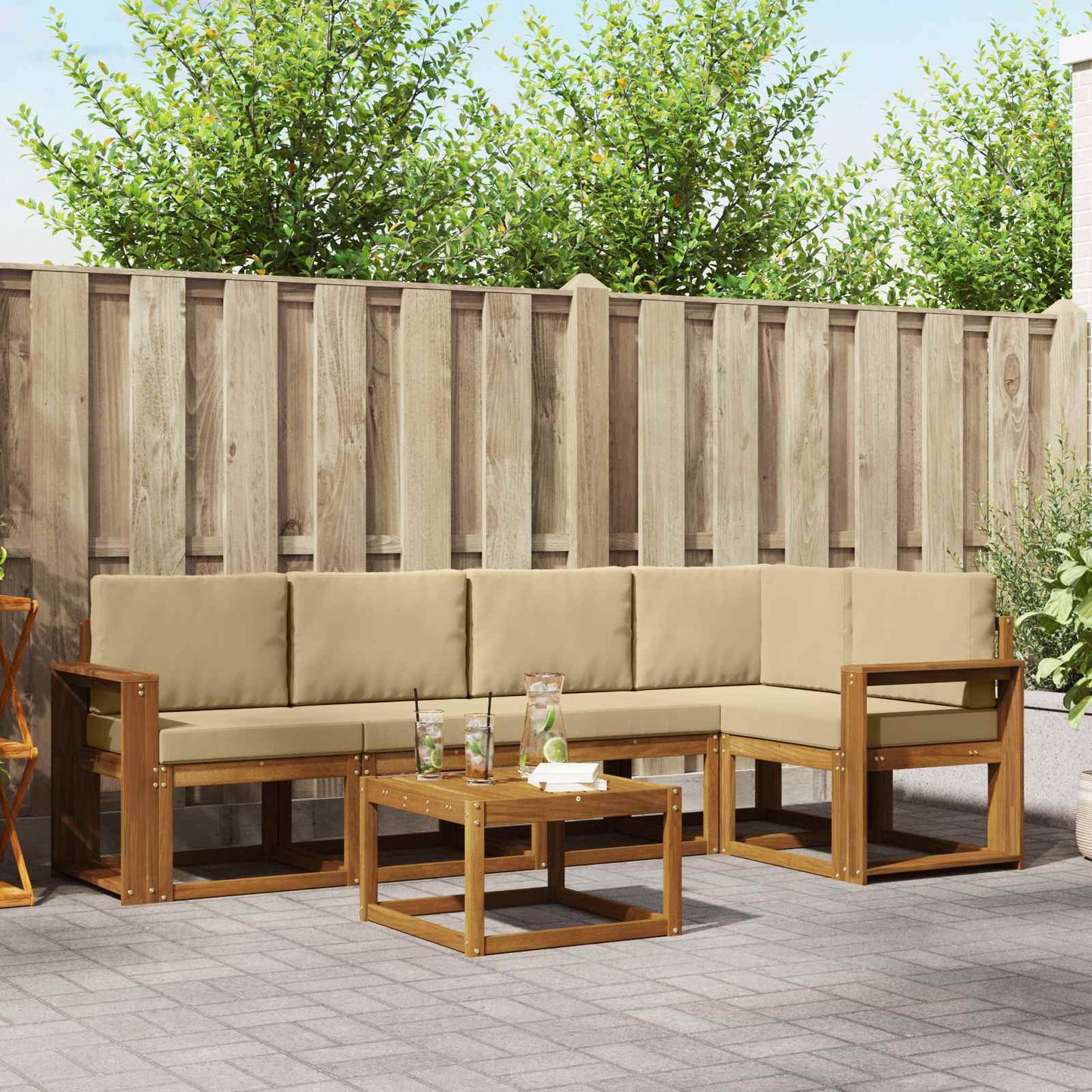 Set di divani con cuscino 6 pcs Naturale e Beige
