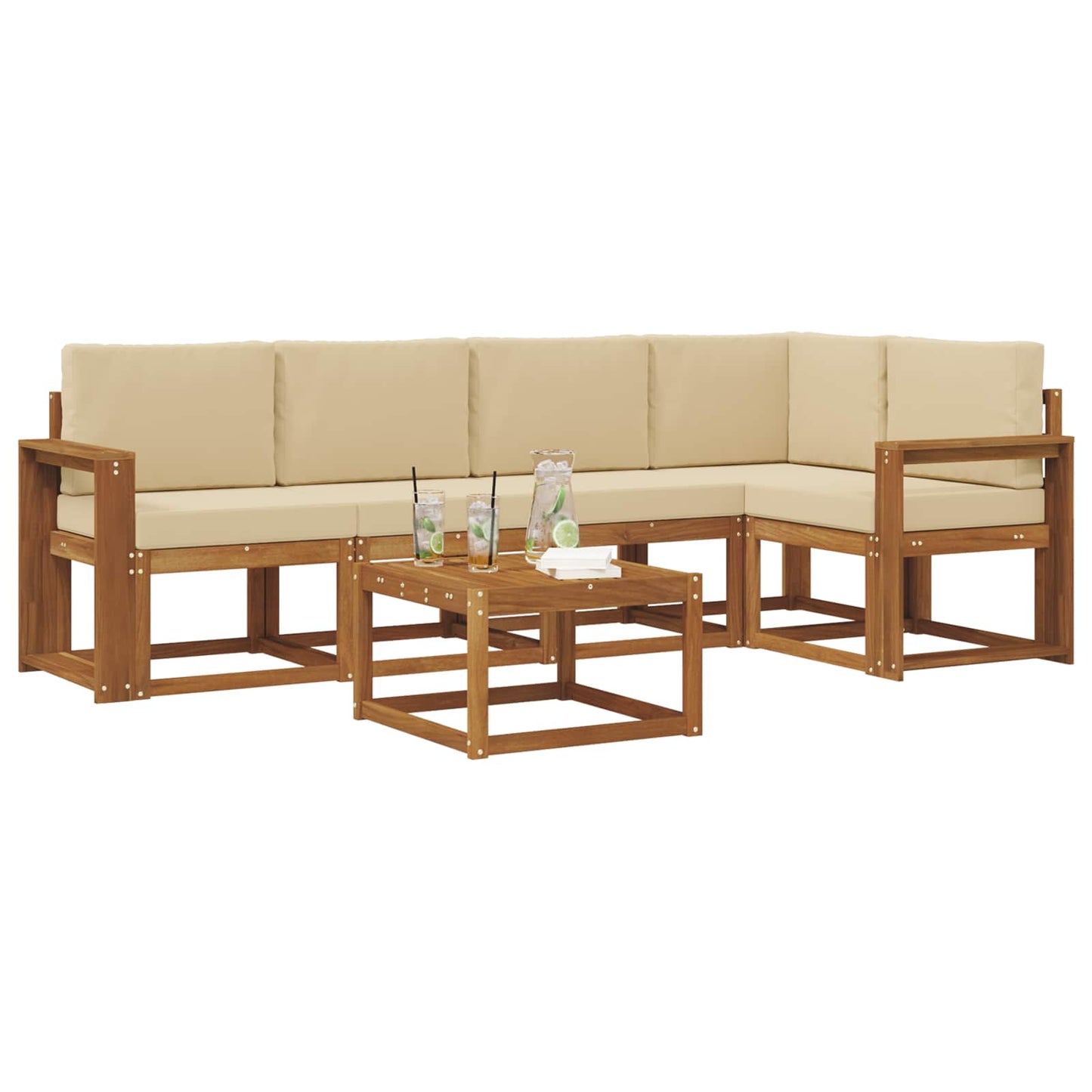 Set di divani con cuscino 6 pcs Naturale e Beige