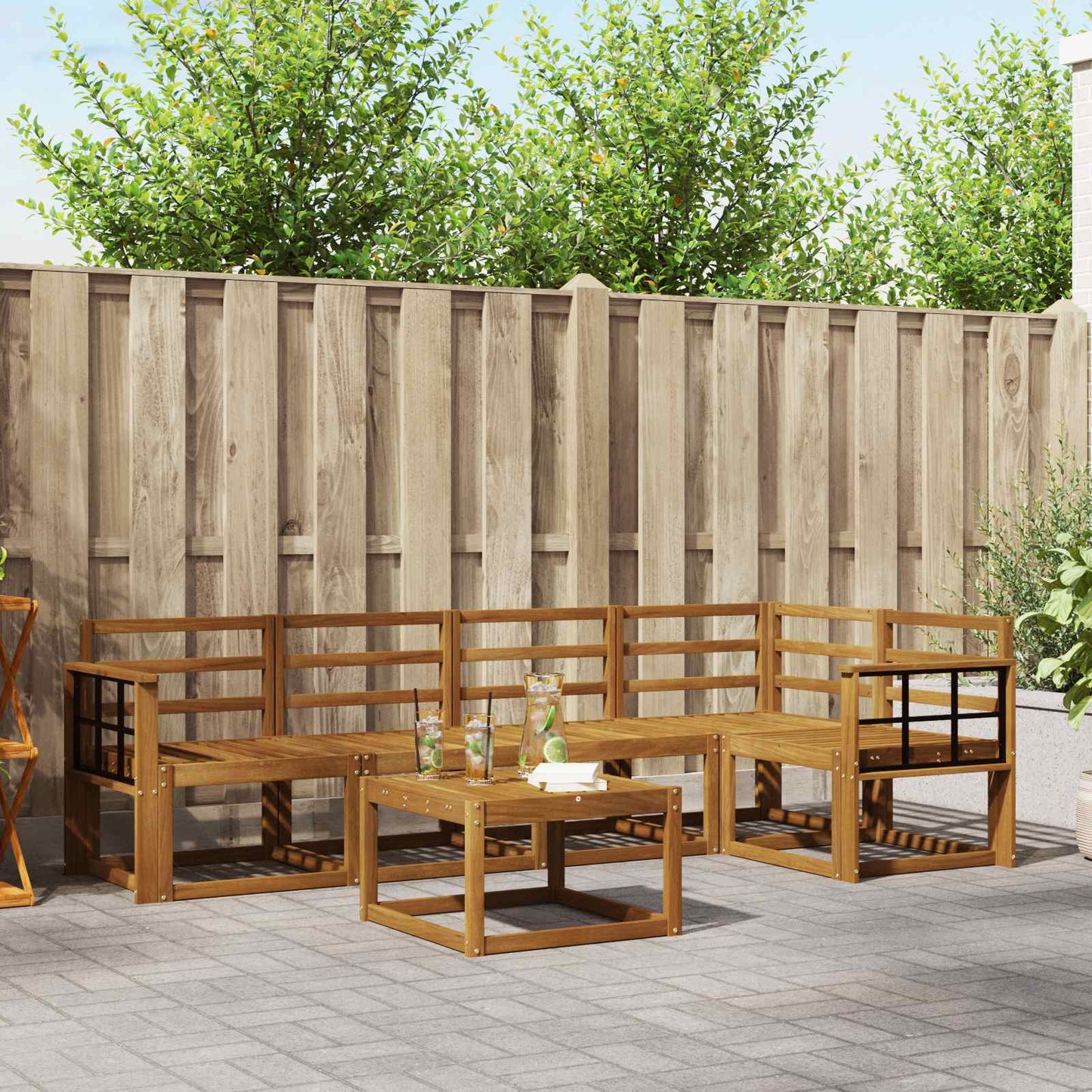Set di divani 6 pcs Naturale Legno di Acacia Massello