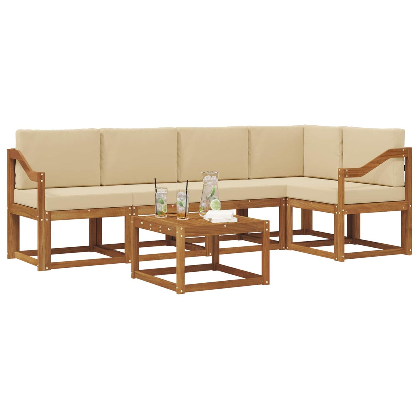 Set di divani con cuscino 6 pcs Naturale e Beige