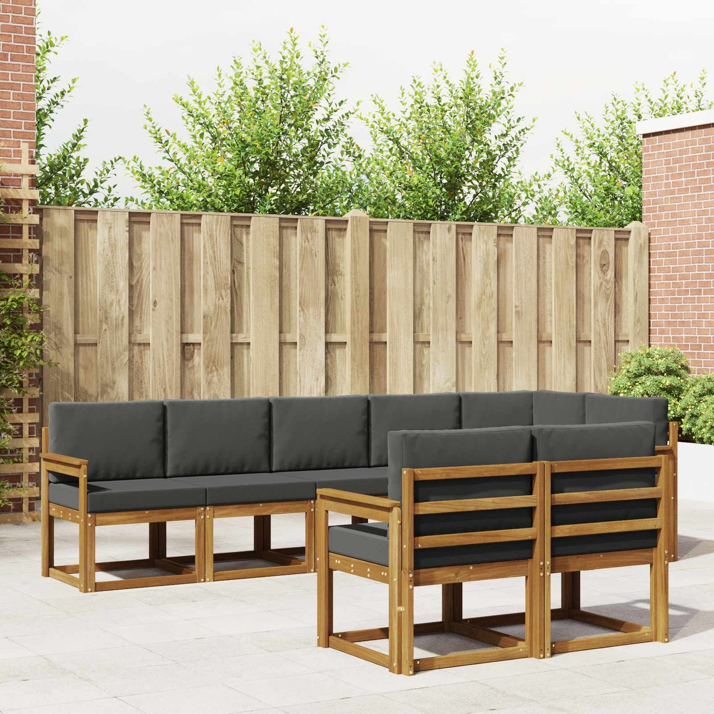 Set di divani da esterno con cuscino 8 pcs Naturale e Antracite