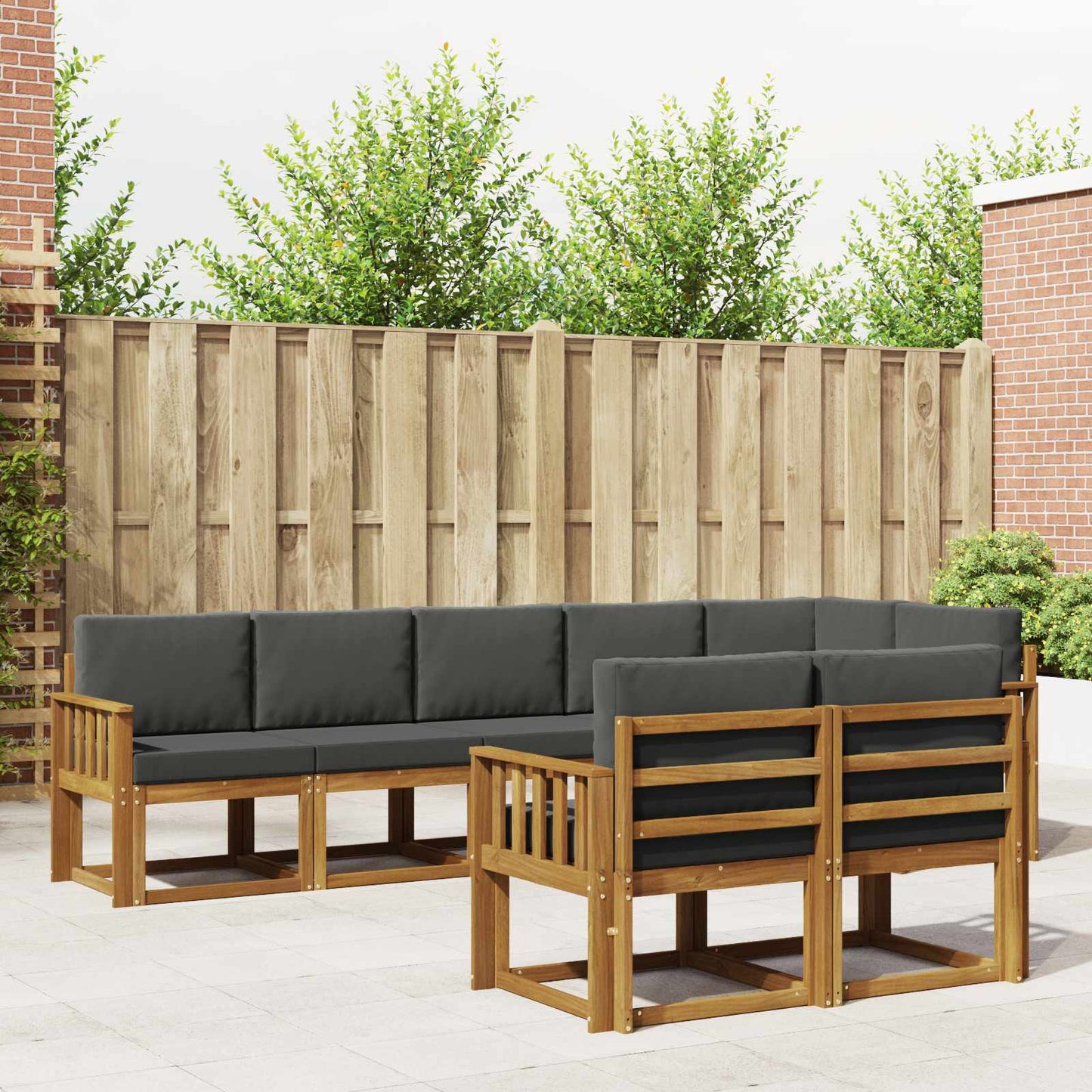 Set di divani da esterno con cuscino 8 pcs Naturale e Antracite
