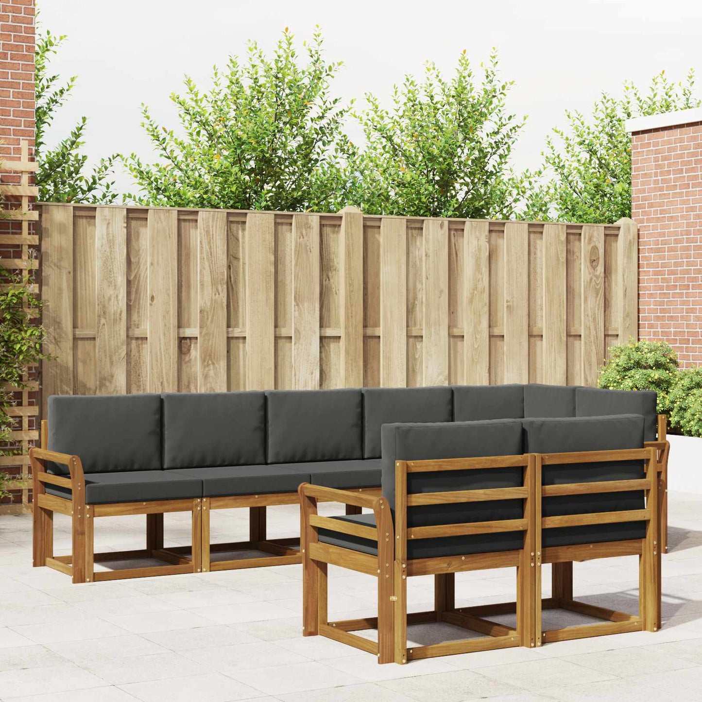 Set di divani da esterno con cuscino 8 pcs Naturale e Antracite