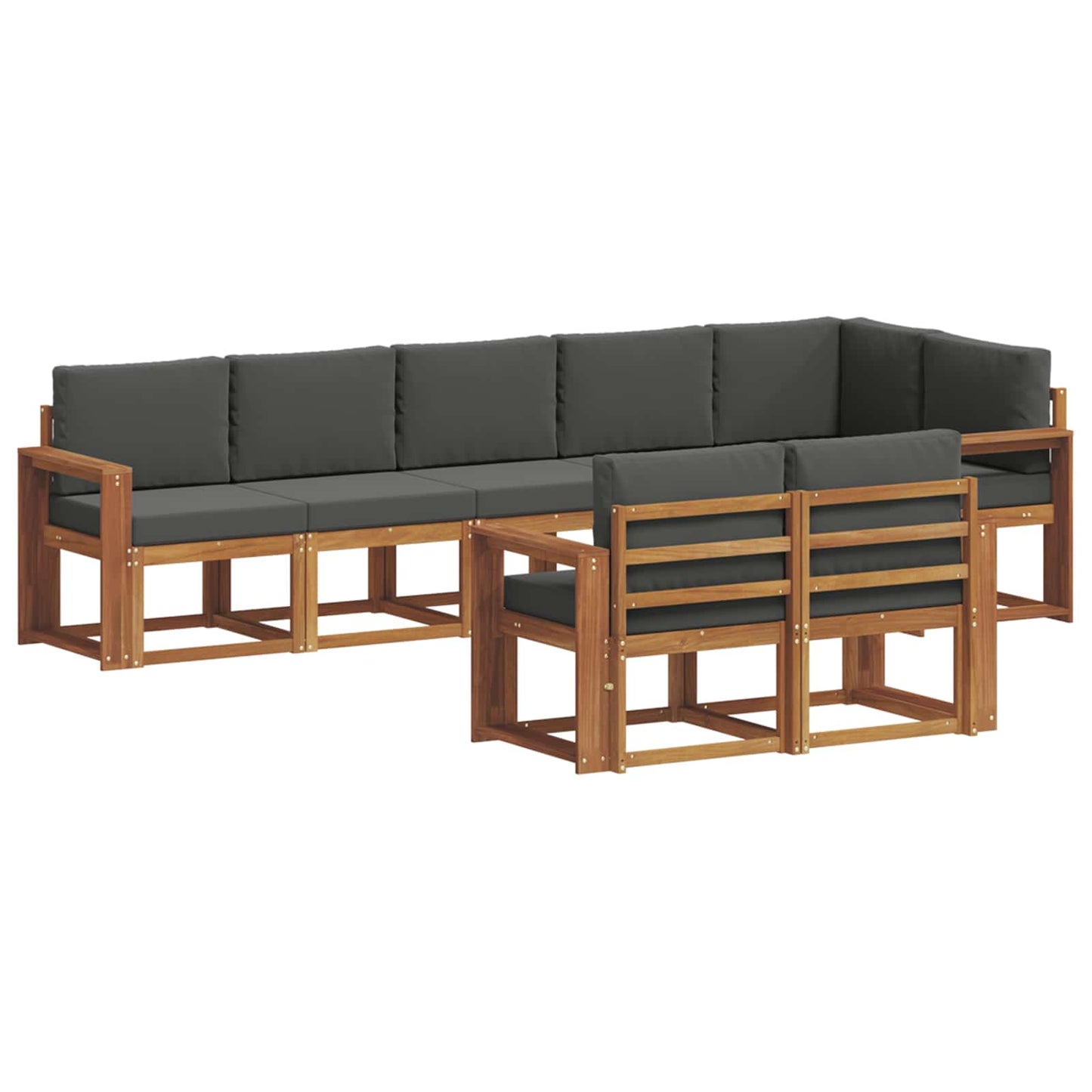 Set di divani da esterno con cuscino 8 pcs Naturale e Antracite