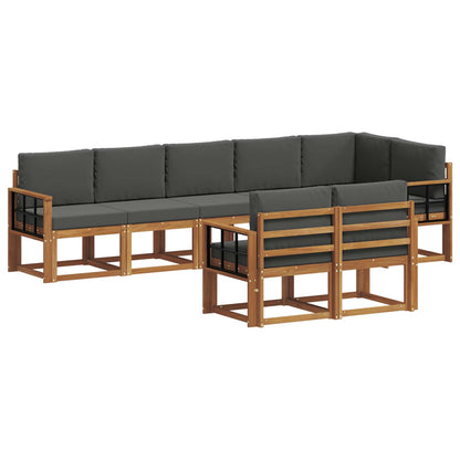 Set di divani da esterno con cuscino 8 pcs Naturale e Antracite