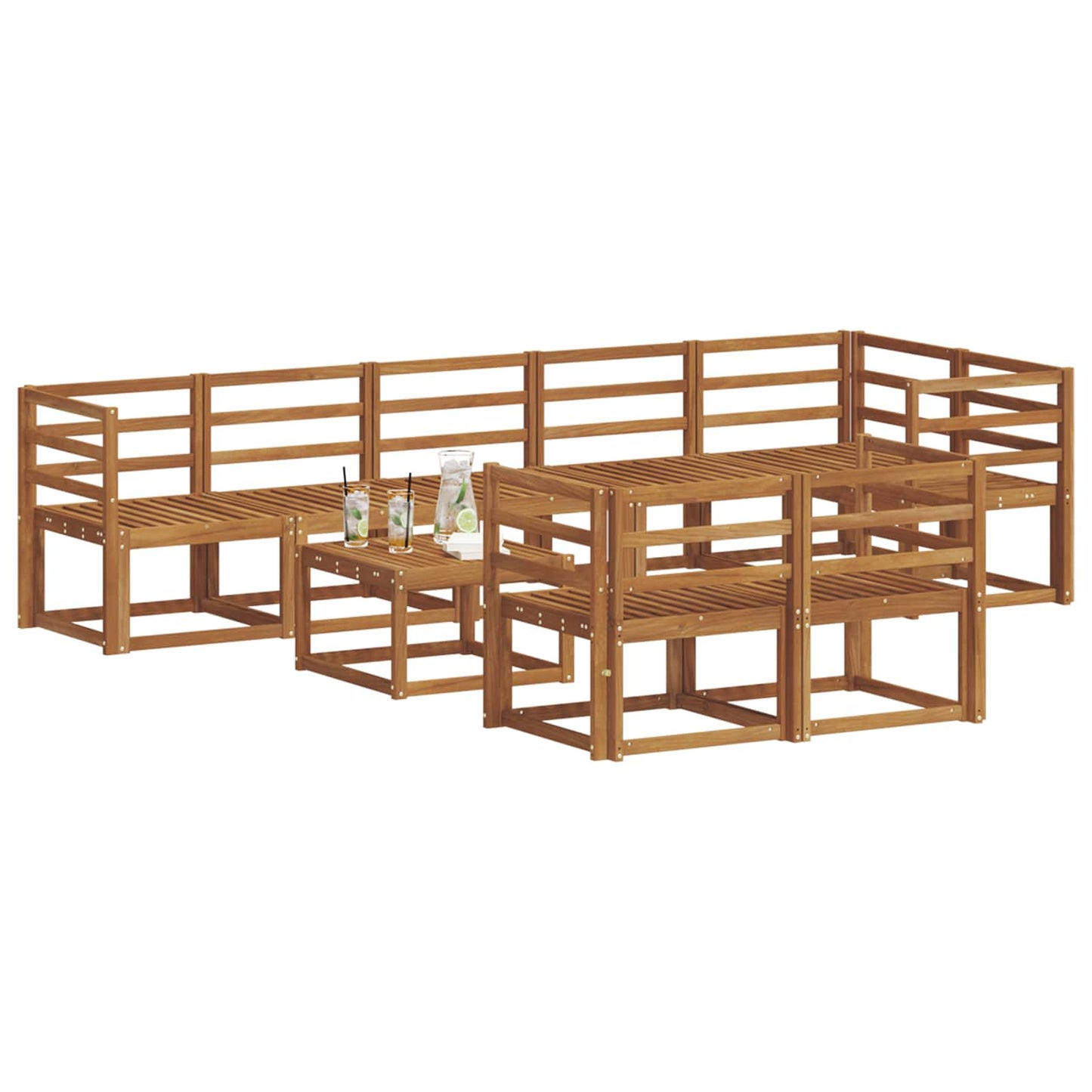 Set di divani da esterno 9 pcs Naturale