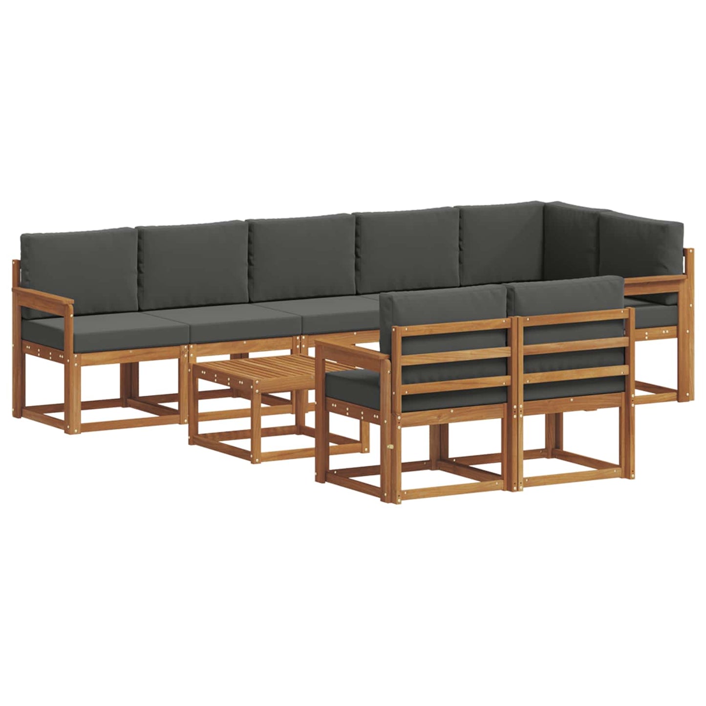 Set di divani da esterno con cuscino 9 pcs Naturale e Antracite