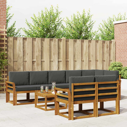 Set di divani da esterno con cuscino 9 pcs Naturale e Antracite