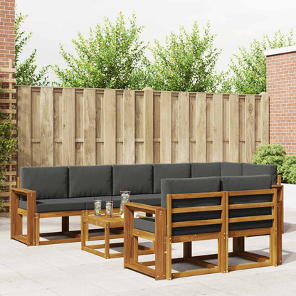 Set di divani da esterno con cuscino 9 pcs Naturale e Antracite