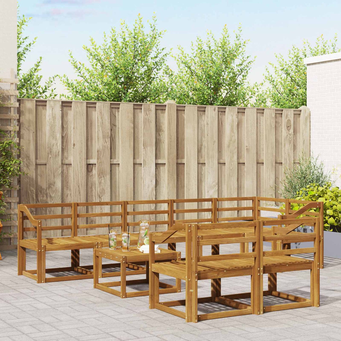 Set di divani da esterno 9 pcs Naturale