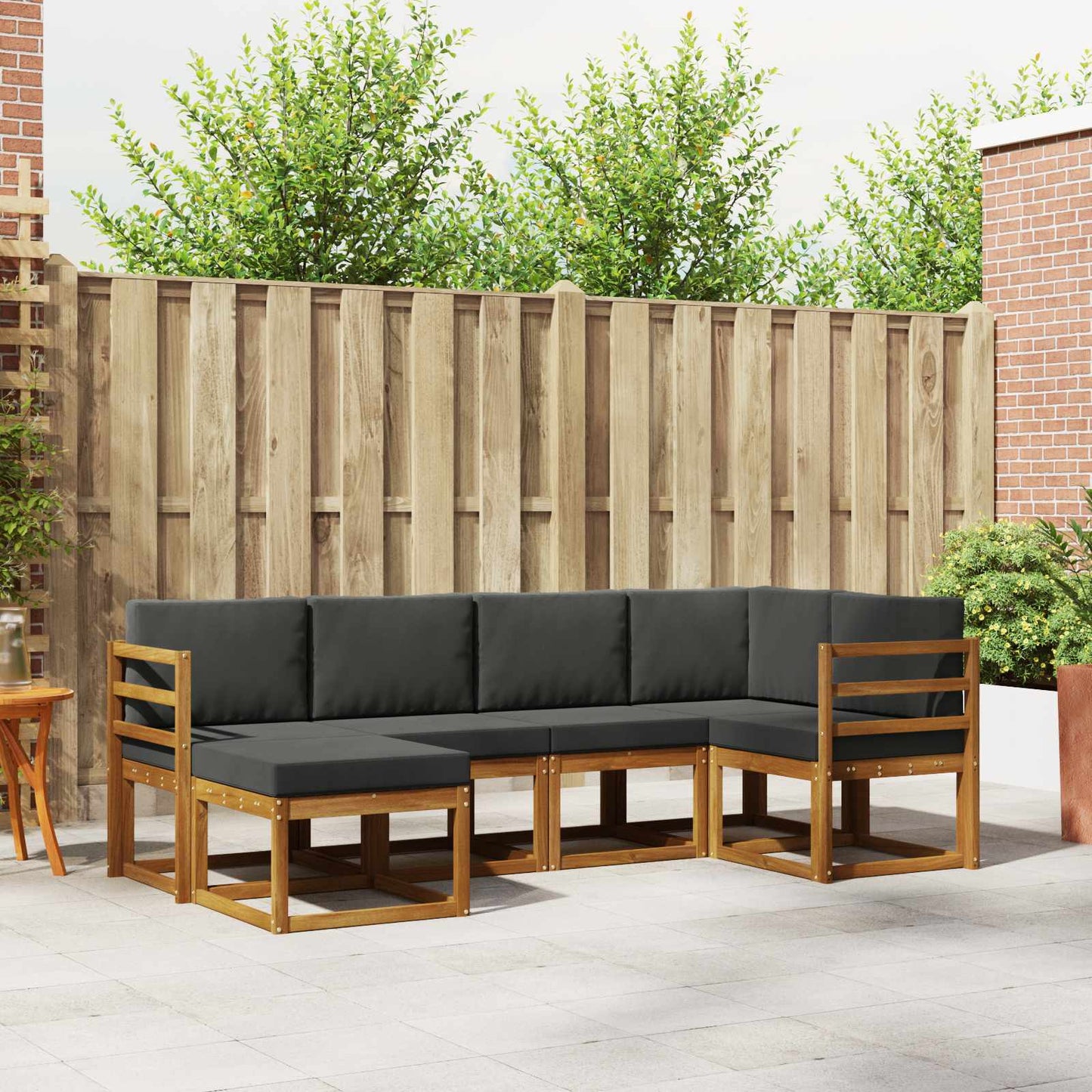 Set di divani con cuscino 6 pcs Naturale e Antracite